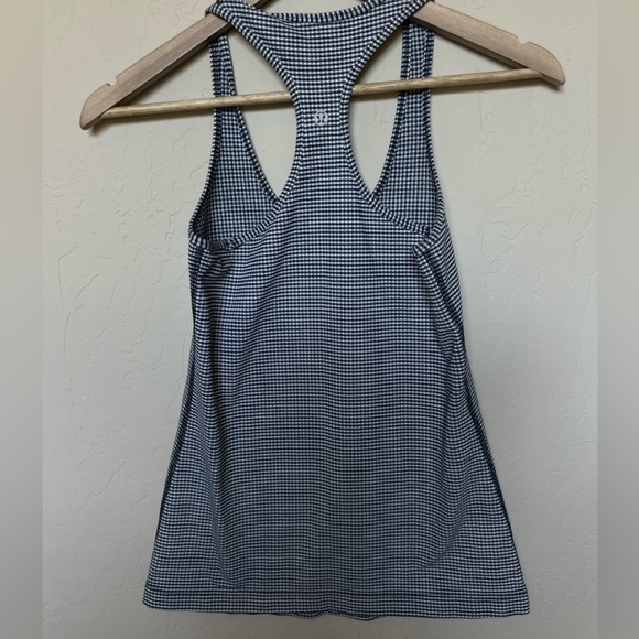 Lululemon Racerback  Blue White Gingham Print Tank Top Size 2 - Picture 5 of 6
